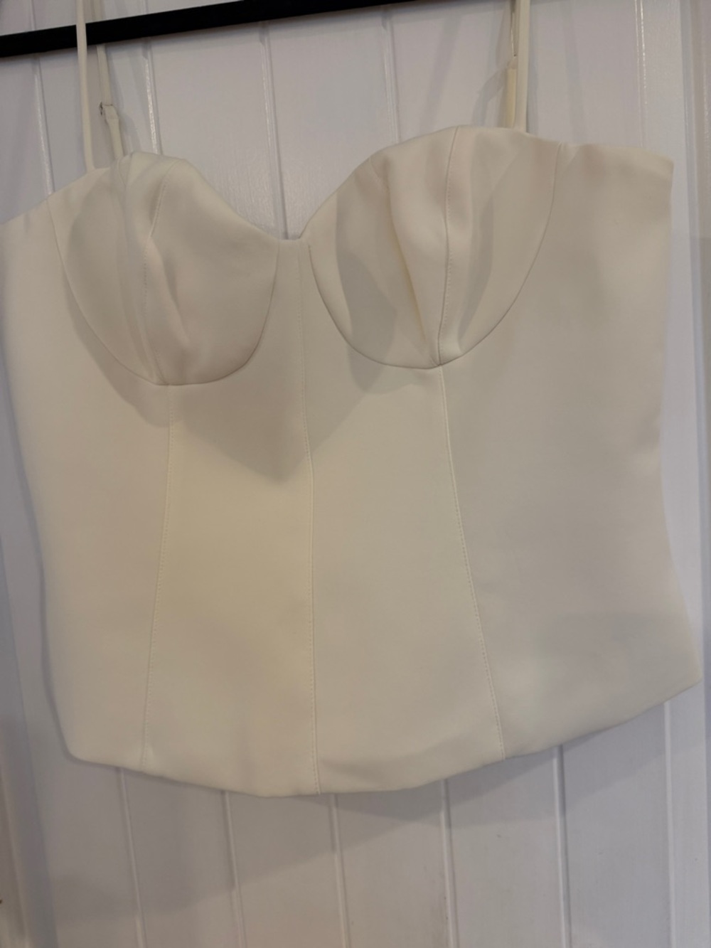 Meshki Ivory Bustier Top adjustable straps. Size L NWT